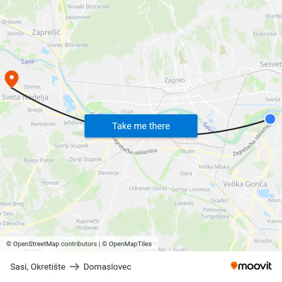 Sasi, Okretište to Domaslovec map