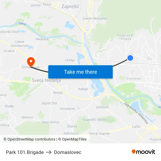 Park 101.Brigade to Domaslovec map