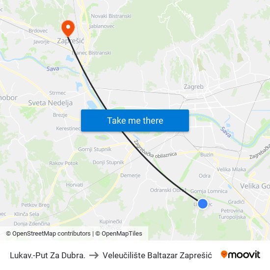 Lukav.-Put Za Dubra. to Veleučilište Baltazar Zaprešić map