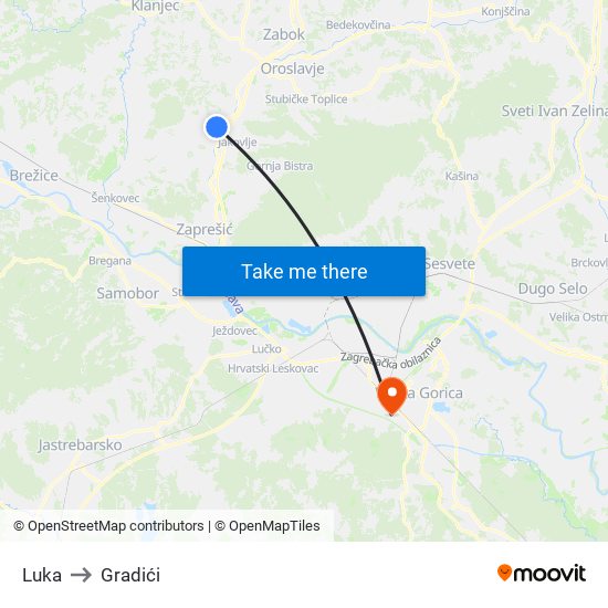 Luka to Gradići map