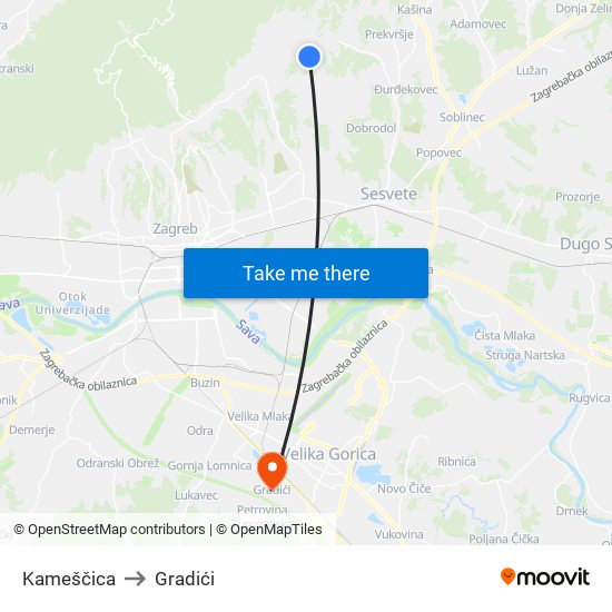 Kameščica to Gradići map