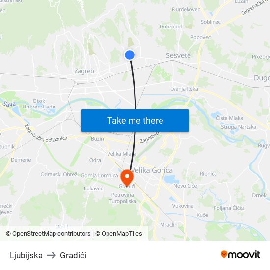 Ljubijska to Gradići map