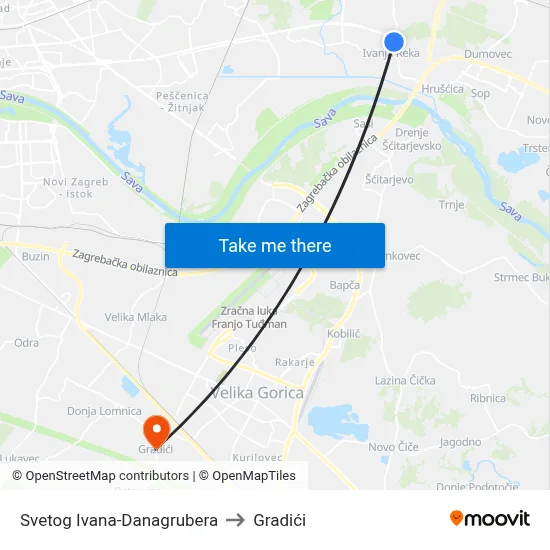 Svetog Ivana-Danagrubera to Gradići map