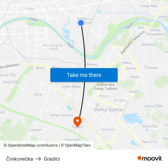 Črnkovečka to Gradići map