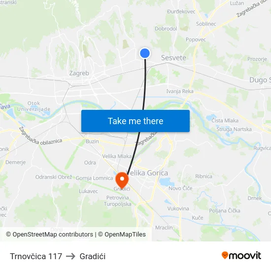 Trnovčica 117 to Gradići map