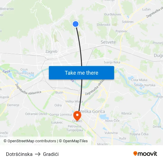 Dotršćinska to Gradići map
