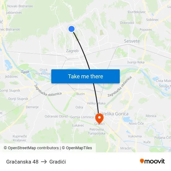 Gračanska 48 to Gradići map