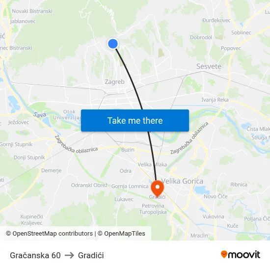 Gračanska 60 to Gradići map