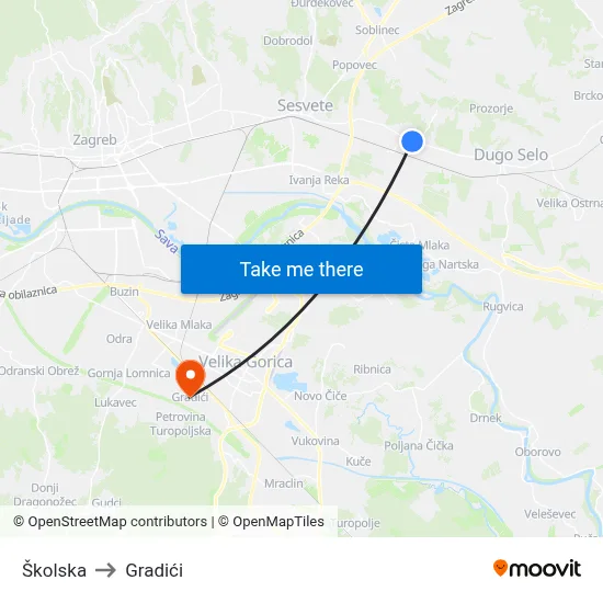 Školska to Gradići map