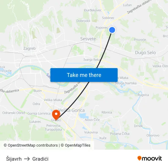Šijavrh to Gradići map