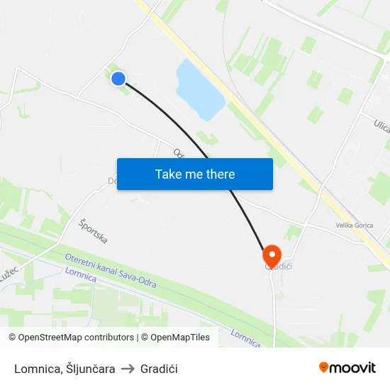 Lomnica, Šljunčara to Gradići map