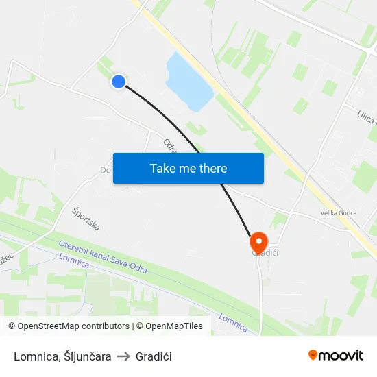 Lomnica, Šljunčara to Gradići map