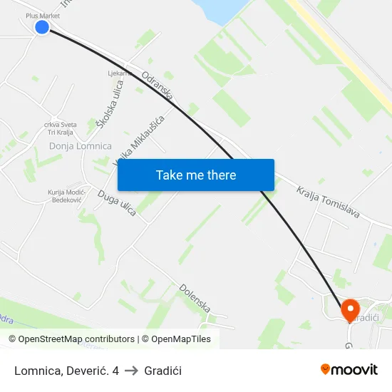 Lomnica, Deverić. 4 to Gradići map