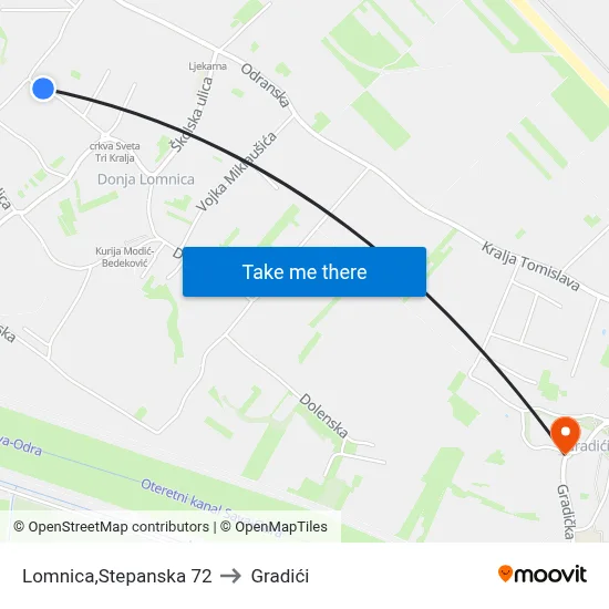 Lomnica,Stepanska 72 to Gradići map