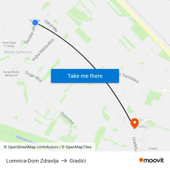 Lomnica-Dom Zdravlja to Gradići map