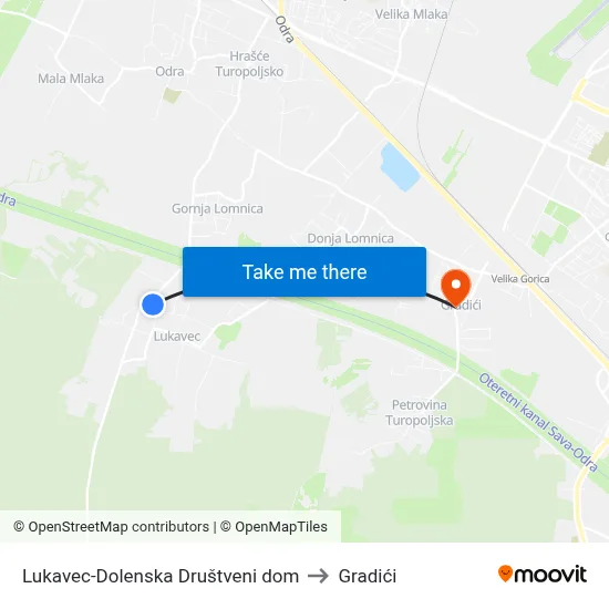 Lukavec-Dolenska Društveni dom to Gradići map