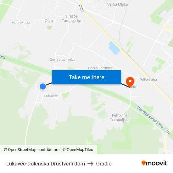 Lukavec-Dolenska Društveni dom to Gradići map