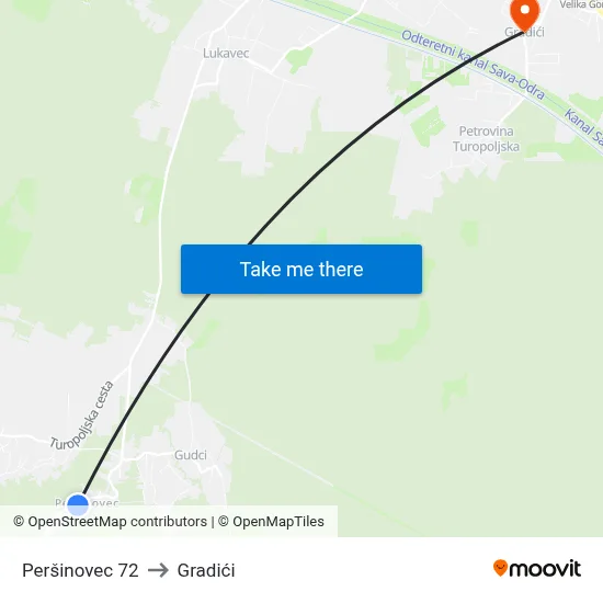 Peršinovec 72 to Gradići map