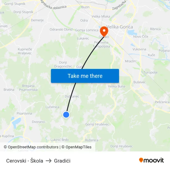 Cerovski - Škola to Gradići map