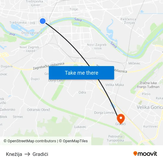 Knežija to Gradići map