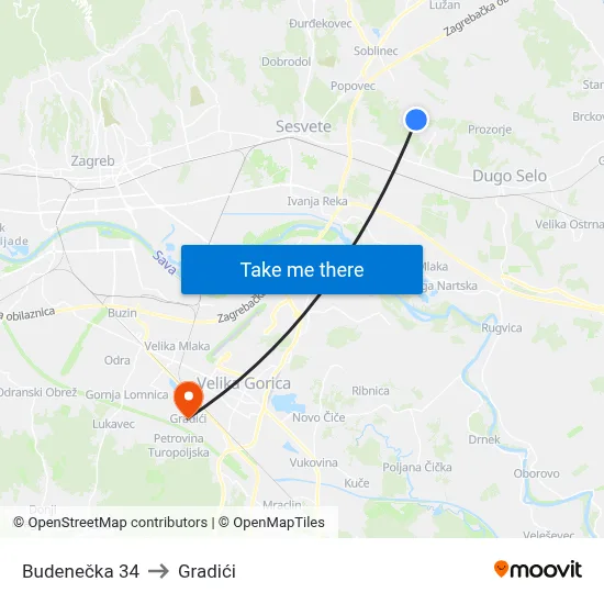 Budenečka 34 to Gradići map