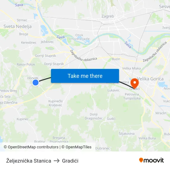 Željeznička Stanica to Gradići map