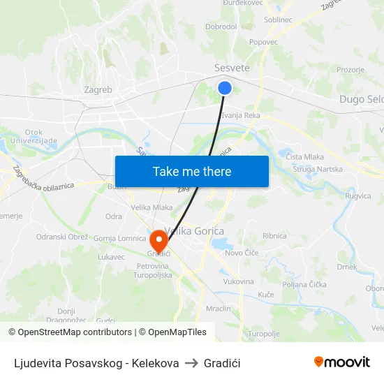 Ljudevita Posavskog - Kelekova to Gradići map
