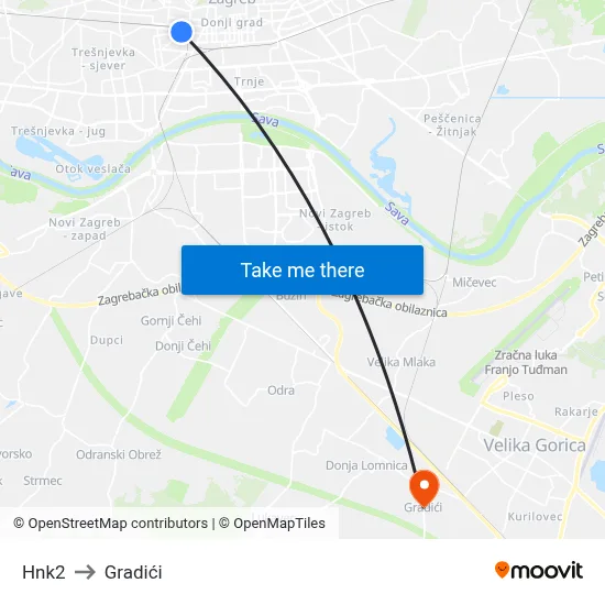 Hnk2 to Gradići map