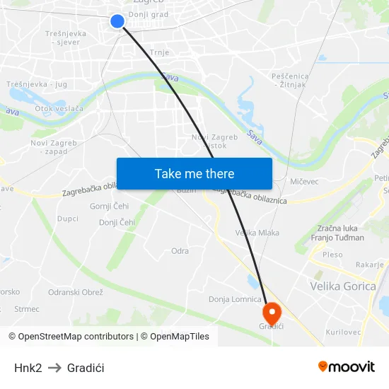 Hnk2 to Gradići map