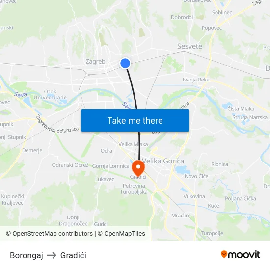 Borongaj to Gradići map