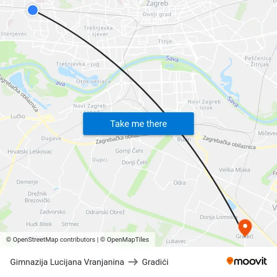 Gimnazija Lucijana Vranjanina to Gradići map