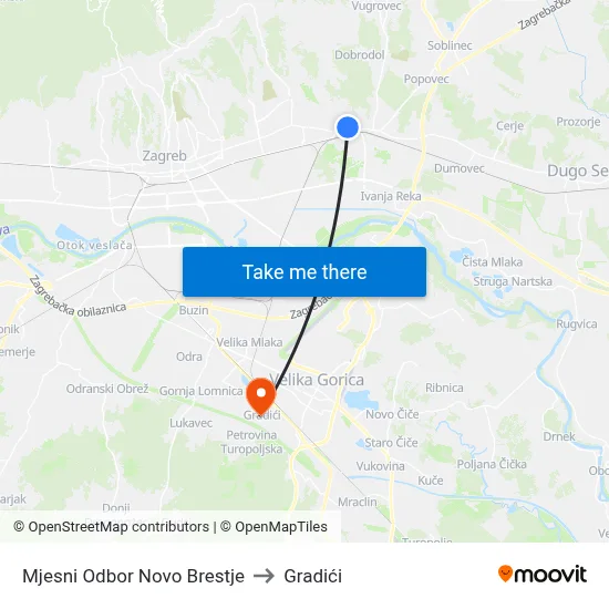 Mjesni Odbor Novo Brestje to Gradići map