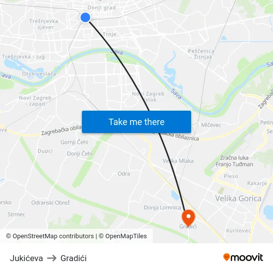 Jukićeva to Gradići map