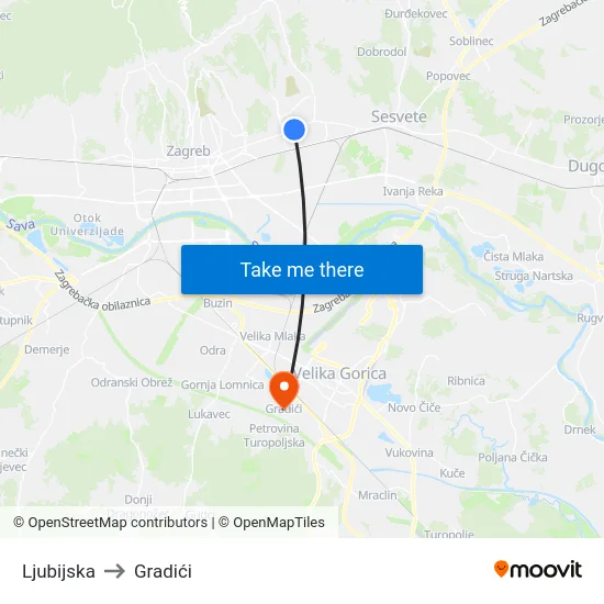 Ljubijska to Gradići map
