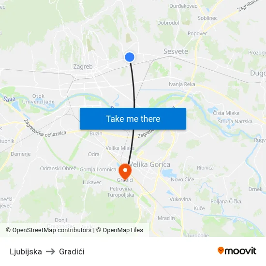Ljubijska to Gradići map