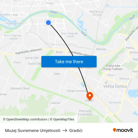 Muzej Suvremene Umjetnosti to Gradići map