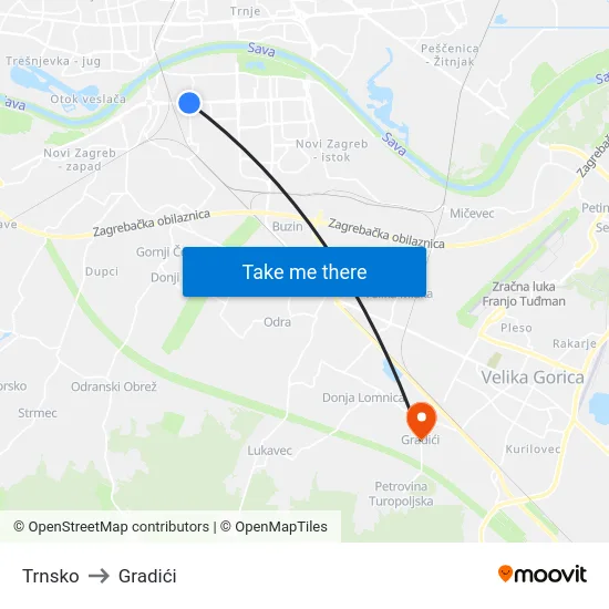 Trnsko to Gradići map