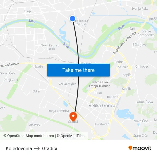 Koledovčina to Gradići map