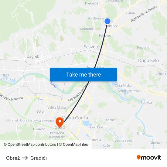 Obrež to Gradići map