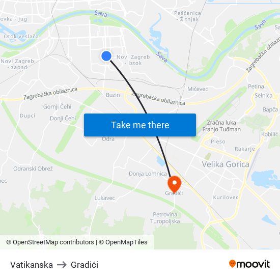 Vatikanska to Gradići map