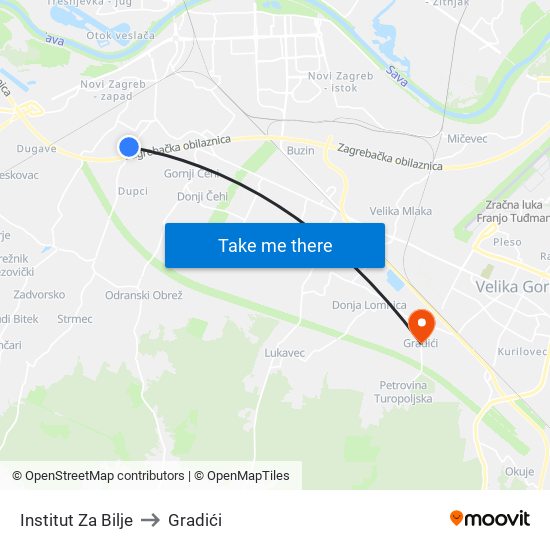 Institut Za Bilje to Gradići map