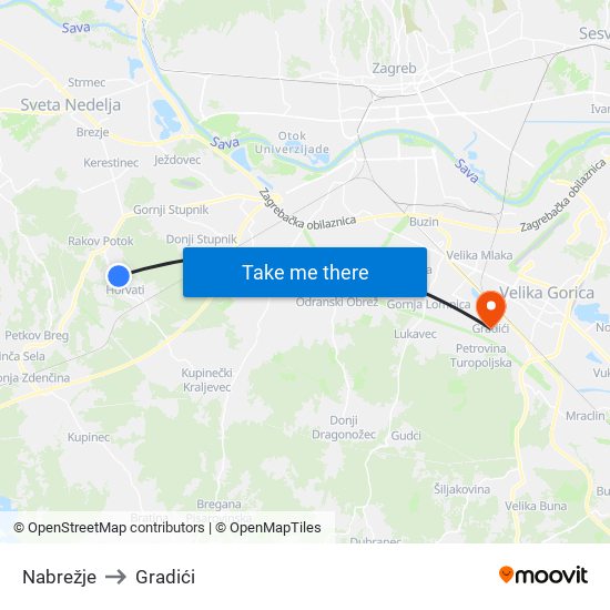 Nabrežje to Gradići map