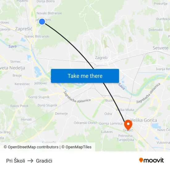 Pri Školi to Gradići map