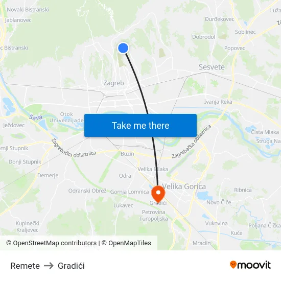 Remete to Gradići map