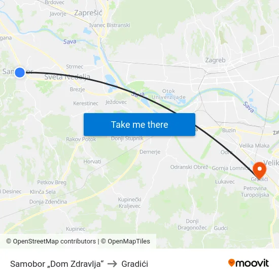 Samobor „Dom Zdravlja“ to Gradići map