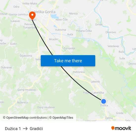 Dužica 1 to Gradići map
