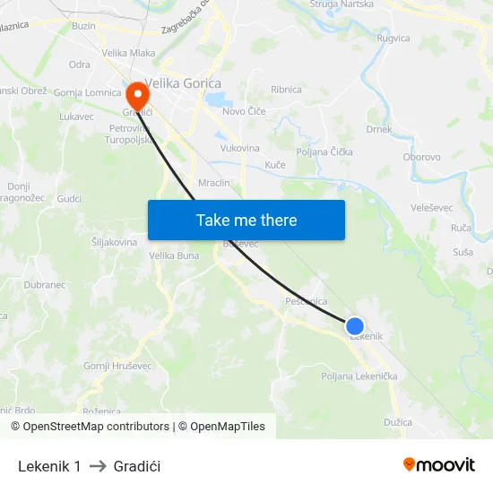 Lekenik 1 to Gradići map
