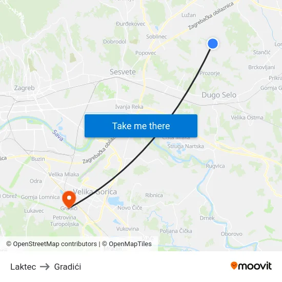 Laktec to Gradići map