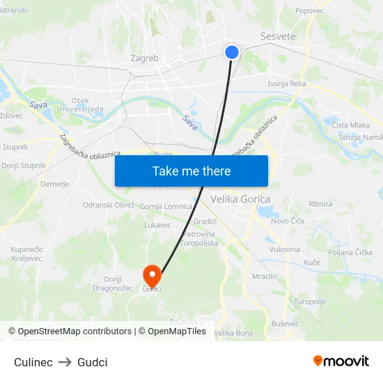 Culinec to Gudci map