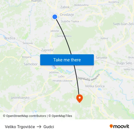 Veliko Trgovišće to Gudci map